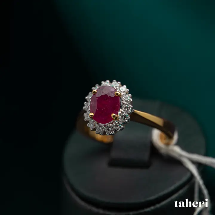 Two-Tone Diamond Ring with Colored Stones design 94 by TAHERI
