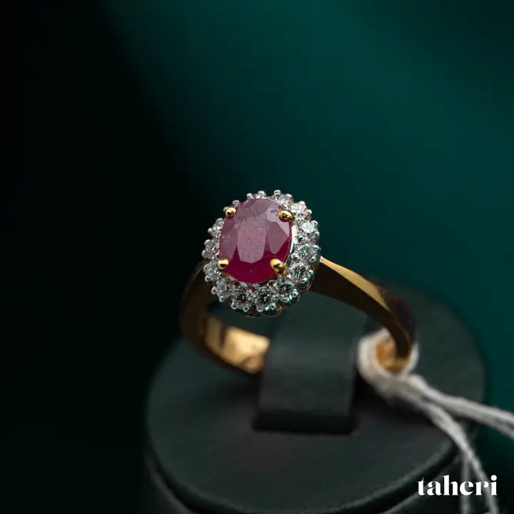 Two-Tone Diamond Ring with Colored Stones design 95 by TAHERI