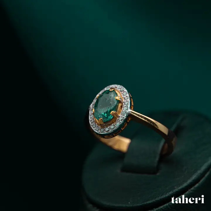 Two-Tone Diamond Ring with Colored Stones design 96 by TAHERI