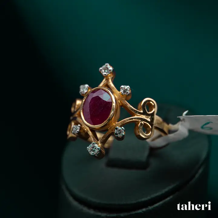 Yellow Gold Diamond Ring with Colored Stones design 98 by TAHERI