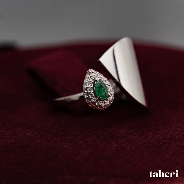 White Gold Diamond Ring with Colored Stones design 99 by TAHERI