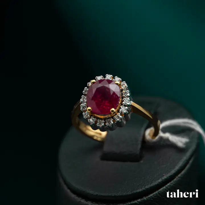 Two-Tone Diamond Ring with Colored Stones design 100 by TAHERI