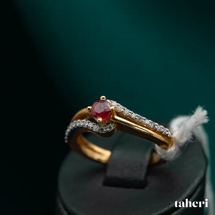 Two-Tone Diamond Ring with Colored Stones design 101 by TAHERI