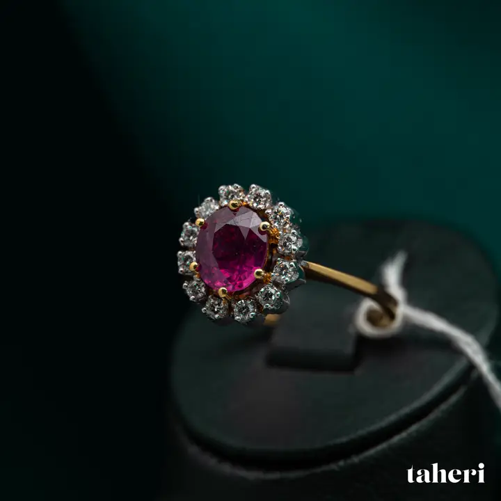 Two-Tone Diamond Ring with Colored Stones design 102 by TAHERI