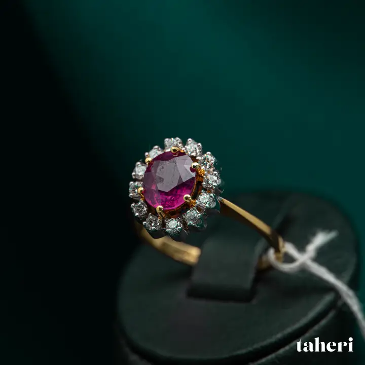 Two-Tone Diamond Ring with Colored Stones design 103 by TAHERI