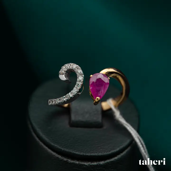 Two-Tone Diamond Ring with Colored Stones design 104 by TAHERI