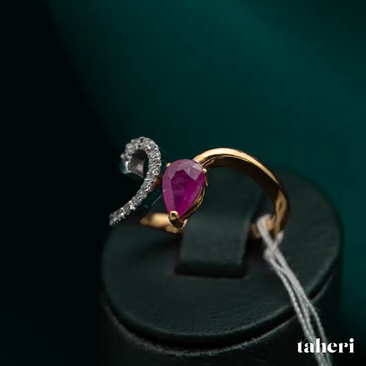 Two-Tone Diamond Ring with Colored Stones design 105 by TAHERI