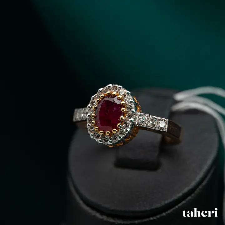 Two-Tone Diamond Ring with Colored Stones design 106 by TAHERI