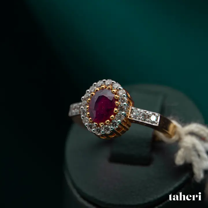 Two-Tone Diamond Ring with Colored Stones design 107 by TAHERI