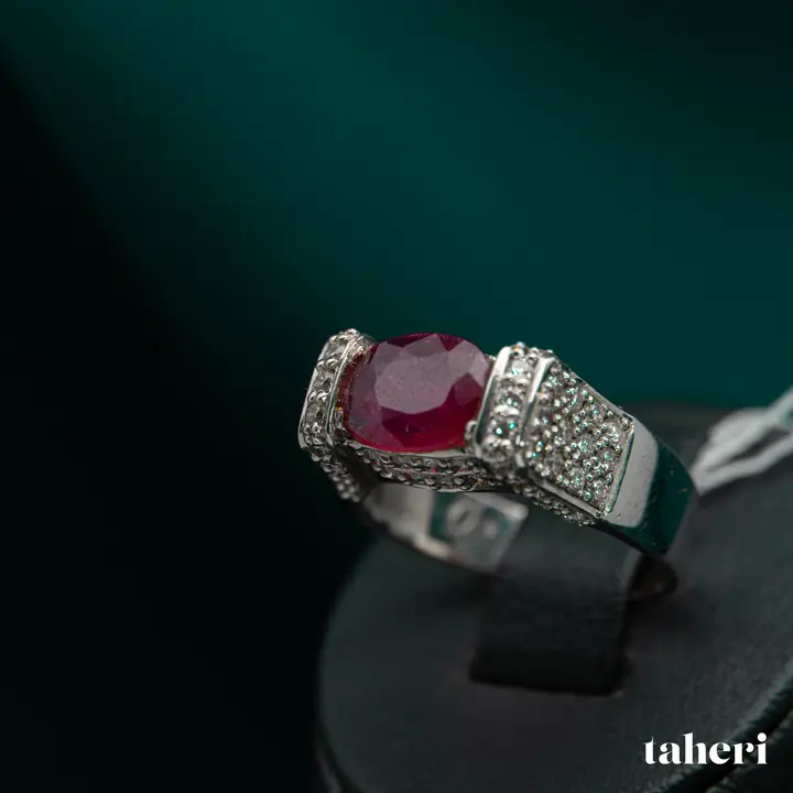 White Gold Diamond Ring with Colored Stones design 108 by TAHERI