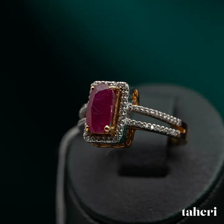 Two-Tone Diamond Ring with Colored Stones design 109 by TAHERI