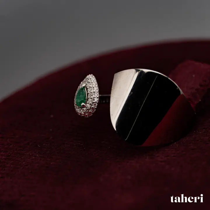 White Gold Diamond Ring with Colored Stones design 111 by TAHERI