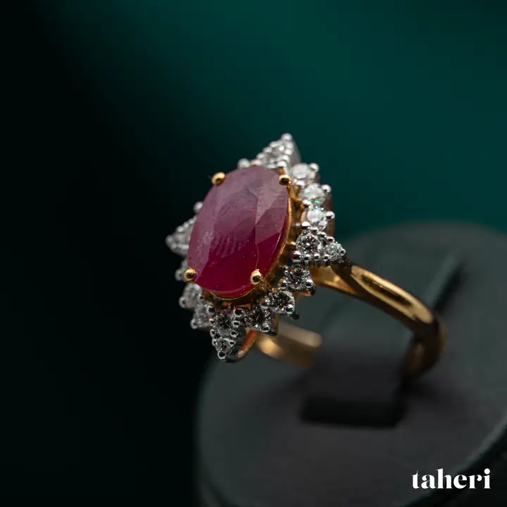 Two-Tone Diamond Ring with Colored Stones design 112 by TAHERI