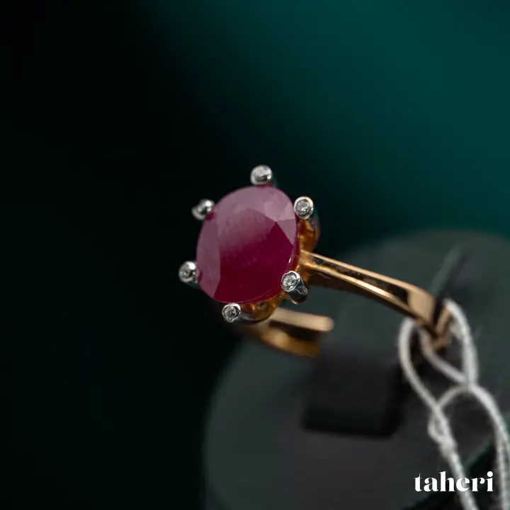 Two-Tone Diamond Ring with Colored Stones design 113 by TAHERI