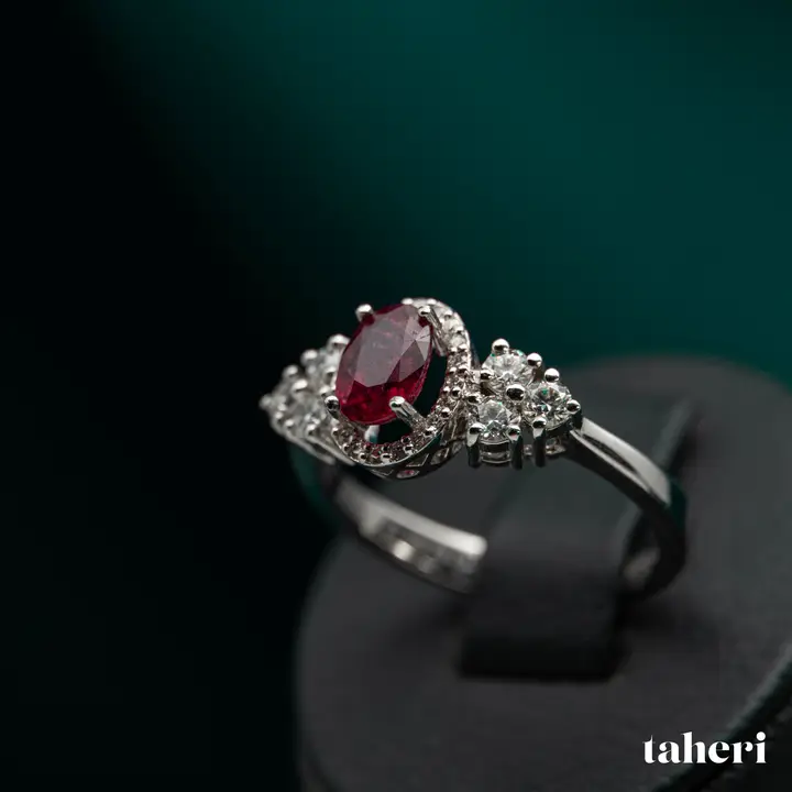 White Gold Diamond Ring with Colored Stones design 115 by TAHERI