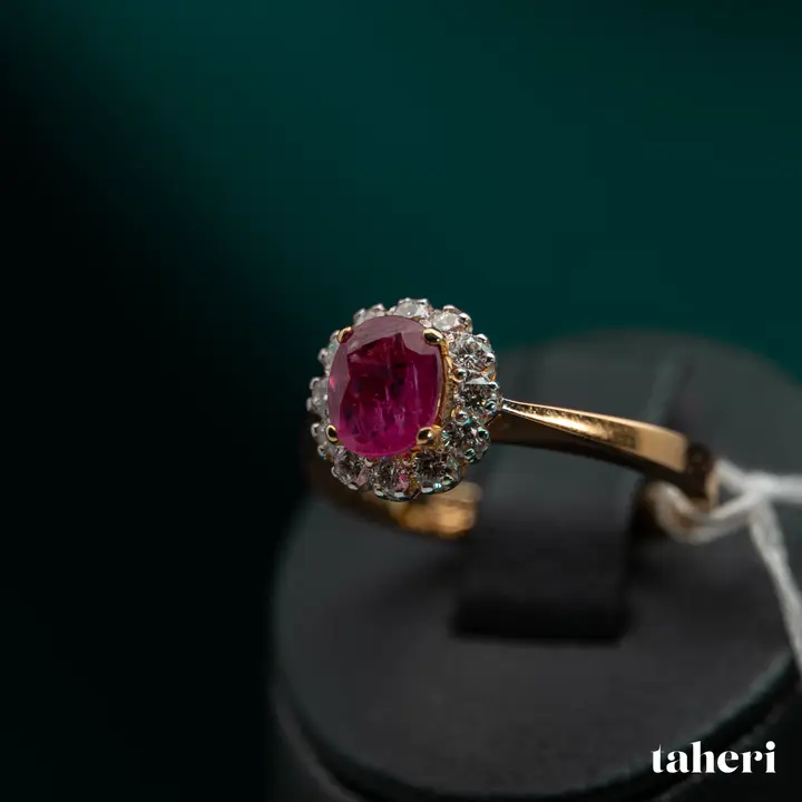 Yellow Gold Diamond Ring with Colored Stones design 116 by TAHERI