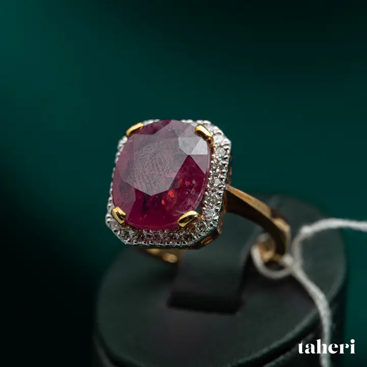 Two-Tone Diamond Ring with Colored Stones design 117 by TAHERI