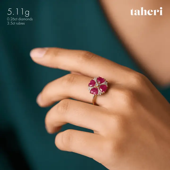 Yellow Gold Diamond Ring with Colored Stones design 118 by TAHERI