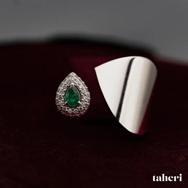 White Gold Diamond Ring with Colored Stones design 122 by TAHERI