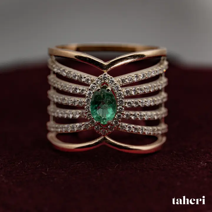 Rose Gold Diamond Ring with Colored Stones design 125 by TAHERI