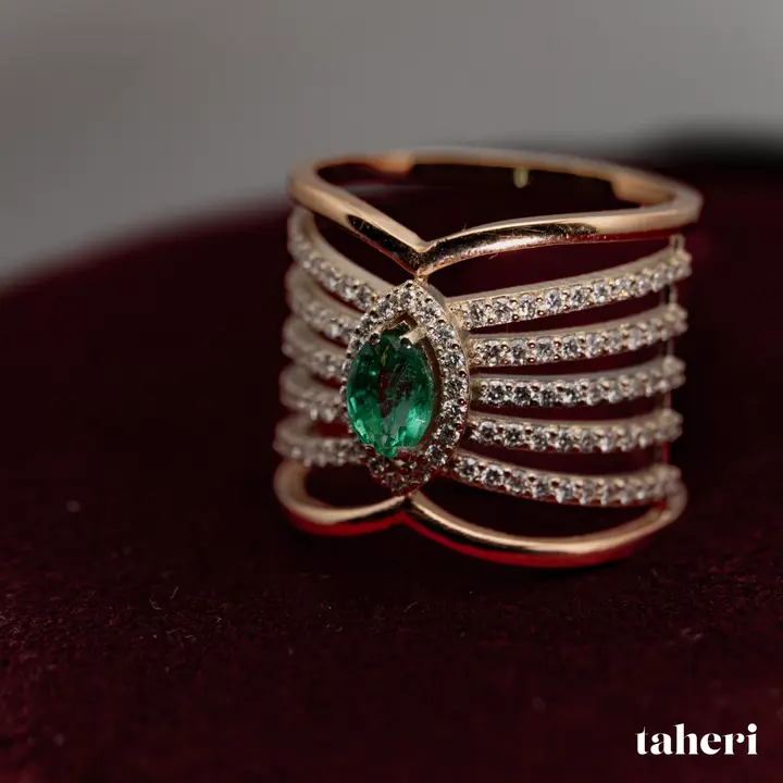 Rose Gold Diamond Ring with Colored Stones design 126 by TAHERI