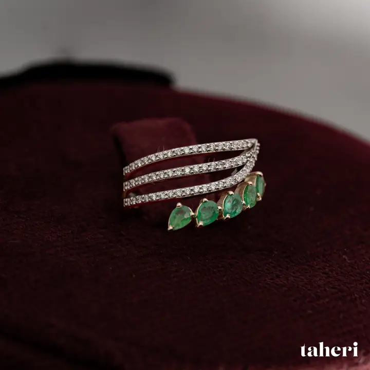 Two-Tone Diamond Ring with Colored Stones design 127 by TAHERI