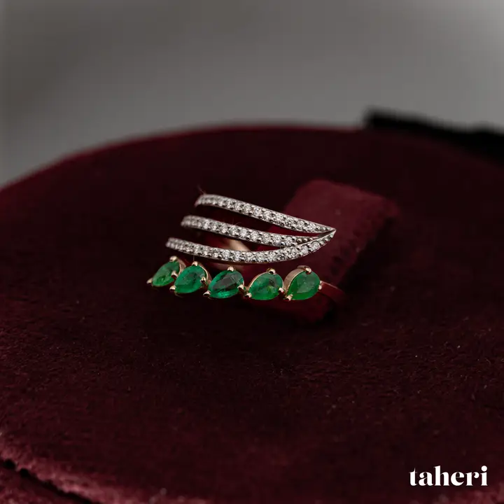 Two-Tone Diamond Ring with Colored Stones design 128 by TAHERI