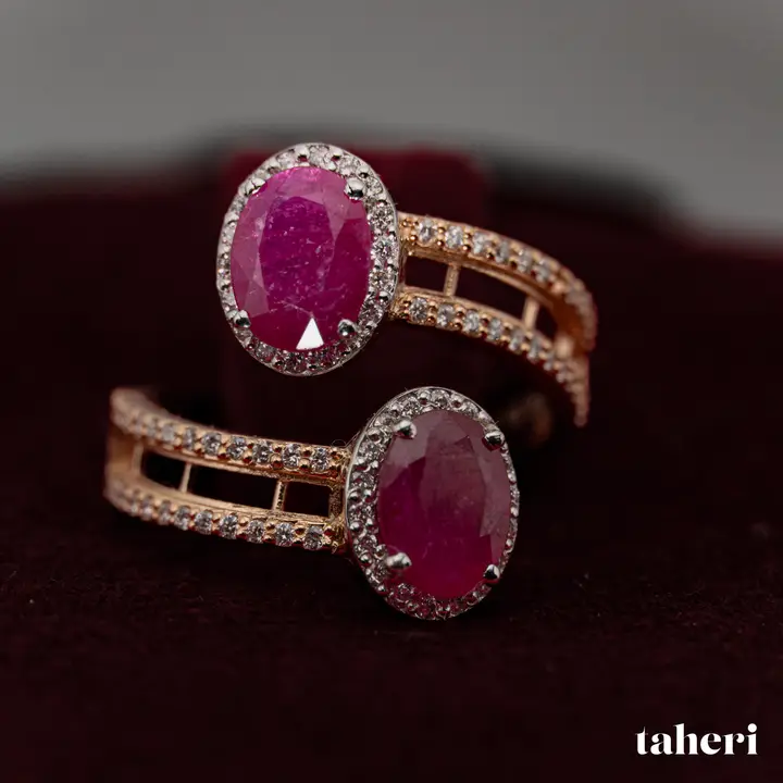 Two-Tone Diamond Ring with Colored Stones design 134 by TAHERI