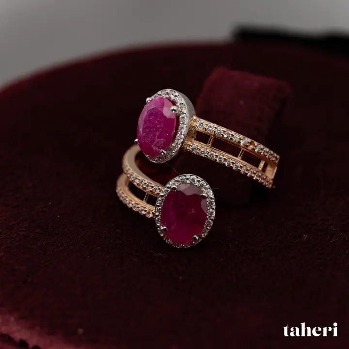 Two-Tone Diamond Ring with Colored Stones design 135 by TAHERI