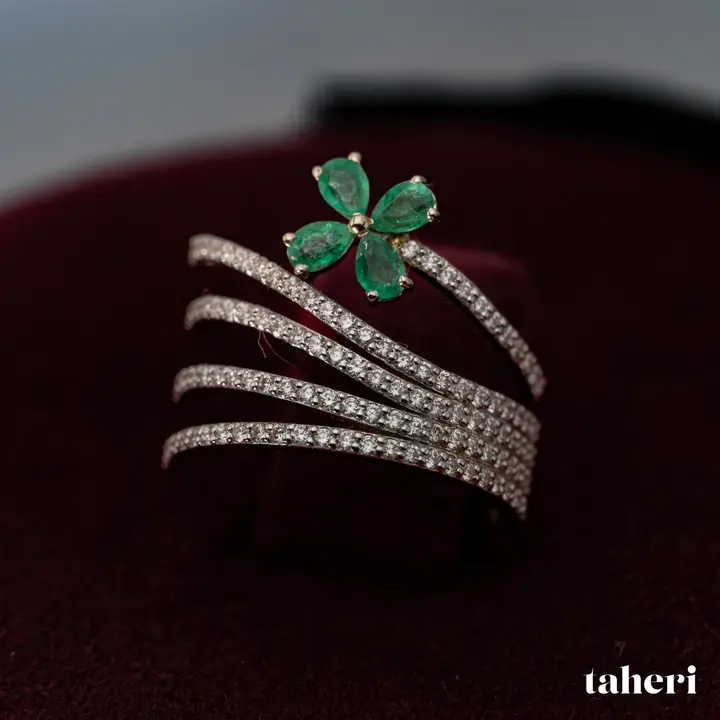 Two-Tone Diamond Ring with Colored Stones design 136 by TAHERI