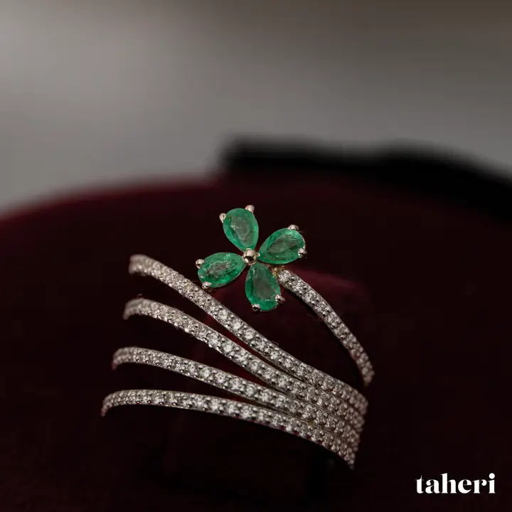White Gold Diamond Ring with Colored Stones design 137 by TAHERI
