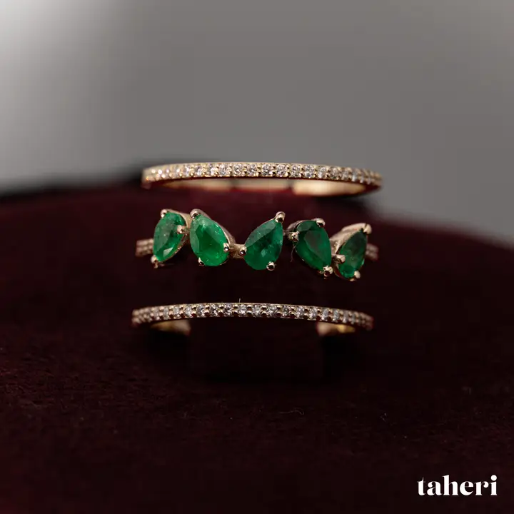 Yellow Gold Diamond Ring with Colored Stones design 138 by TAHERI