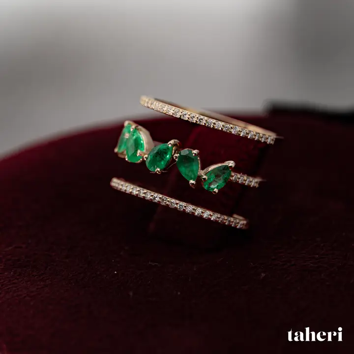 Rose Gold Diamond Ring with Colored Stones design 139 by TAHERI