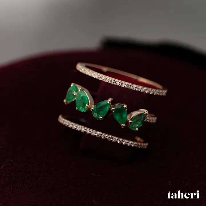 Rose Gold Diamond Ring with Colored Stones design 140 by TAHERI