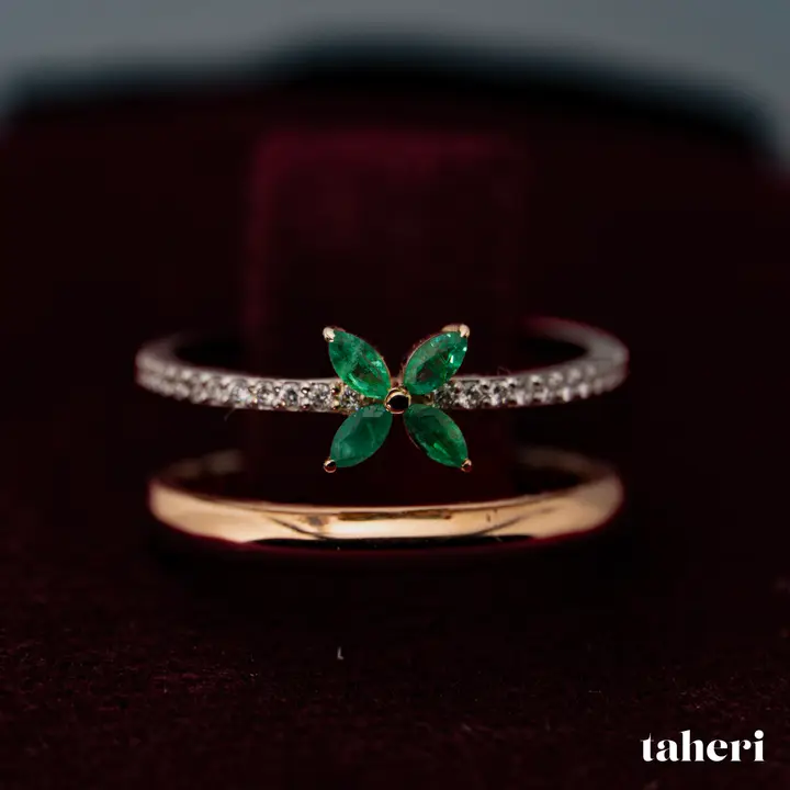 Rose Gold Diamond Ring with Colored Stones design 141 by TAHERI