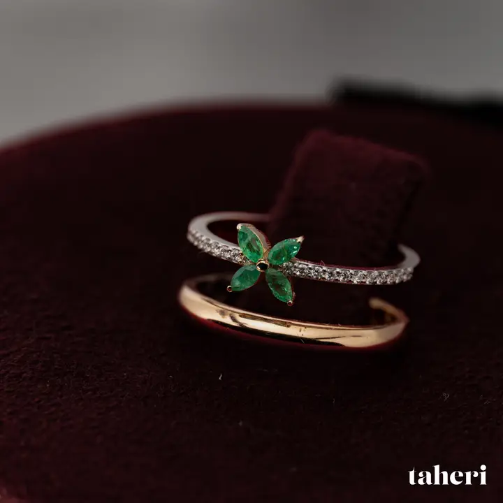 Two-Tone Diamond Ring with Colored Stones design 142 by TAHERI