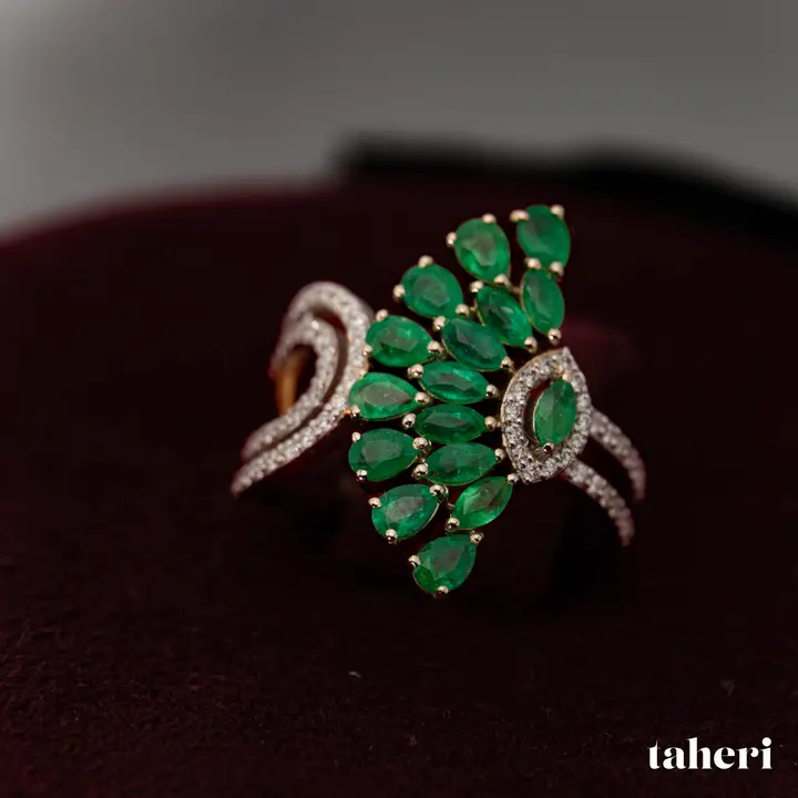 Two-Tone Diamond Ring with Colored Stones design 143 by TAHERI