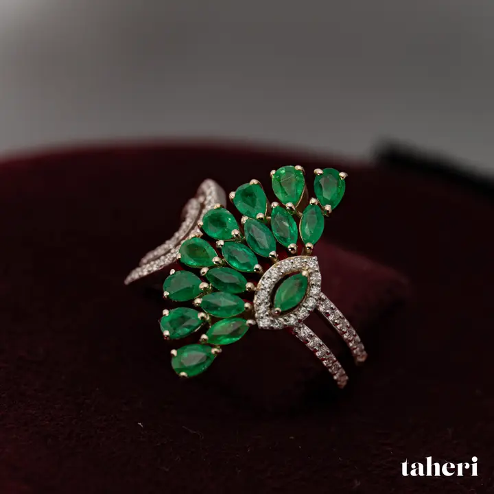Two-Tone Diamond Ring with Colored Stones design 144 by TAHERI