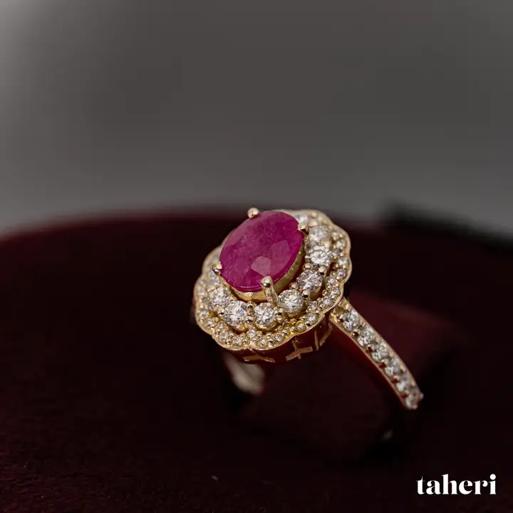 Yellow Gold Diamond Ring with Colored Stones design 145 by TAHERI