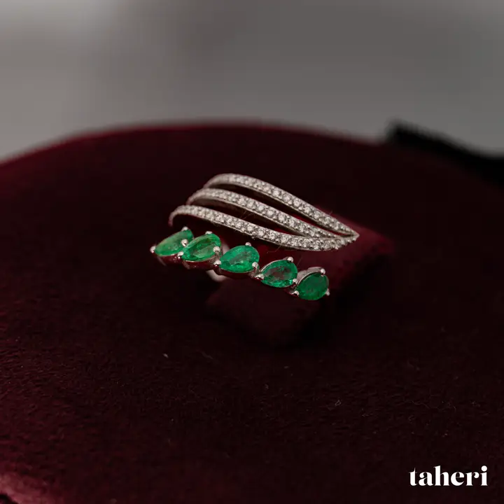 White Gold Diamond Ring with Colored Stones design 146 by TAHERI