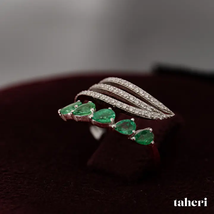 White Gold Diamond Ring with Colored Stones design 147 by TAHERI