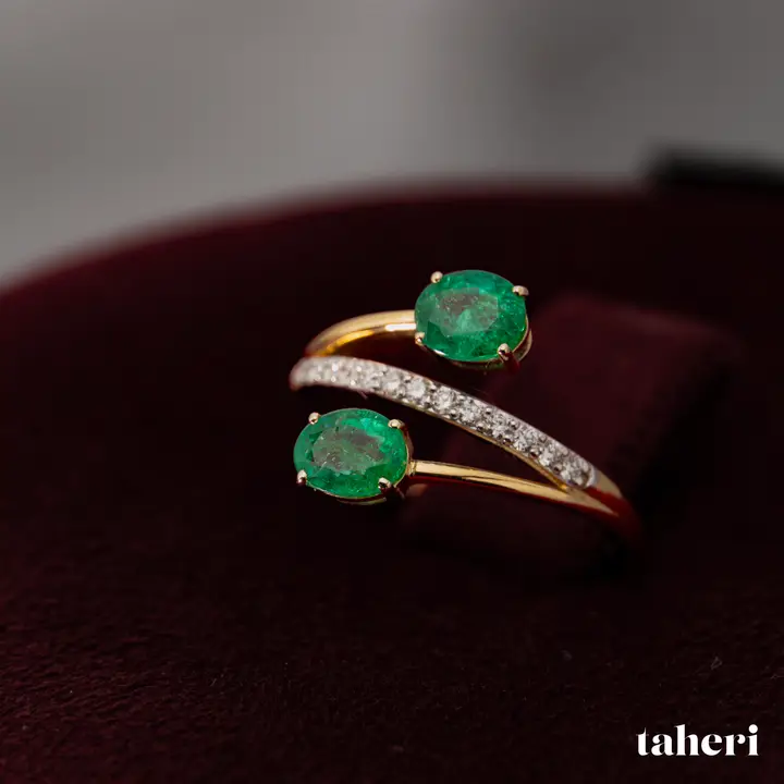 Two-Tone Diamond Ring with Colored Stones design 148 by TAHERI