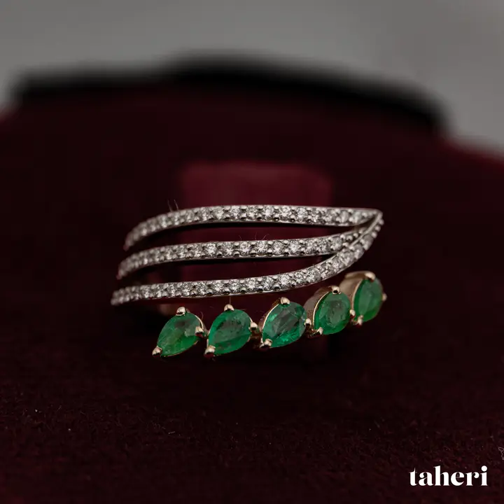 Two-Tone Diamond Ring with Colored Stones design 153 by TAHERI