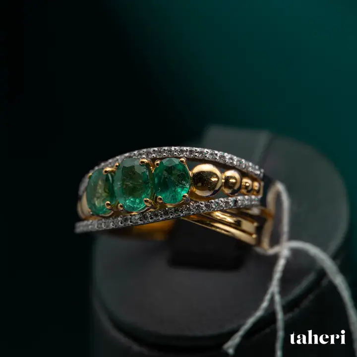 Two-Tone Diamond Ring with Colored Stones design 210 by TAHERI