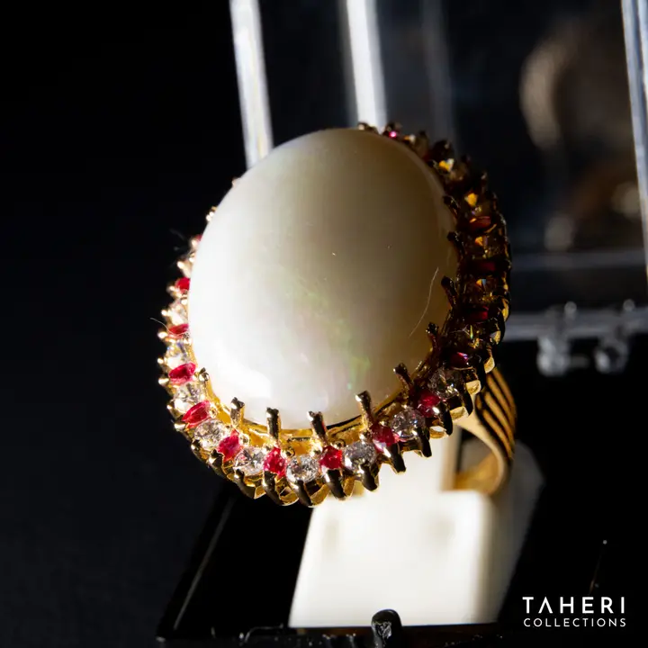21k Yellow Gold Ring with Colored Stones design 8 by TAHERI