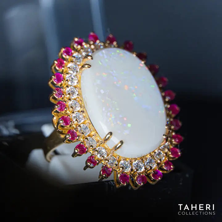 21k Yellow Gold Ring with Colored Stones design 9 by TAHERI