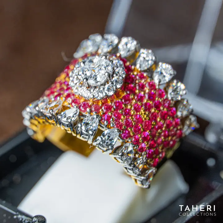 21k Two-Tone Gold Ring with Ruby design 10 by TAHERI