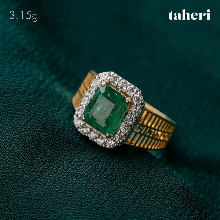 21k Yellow Gold Ring with Emerald design 29 by TAHERI
