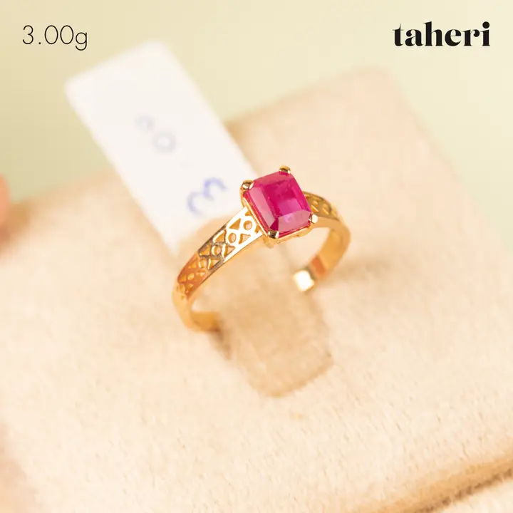 21k Yellow Gold Ring with Ruby design 33 by TAHERI