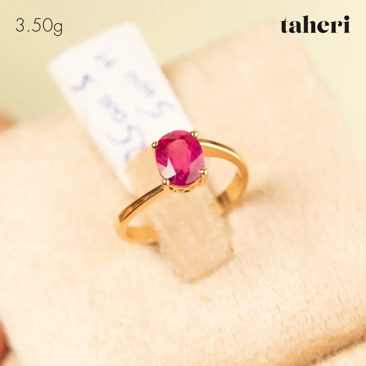 21k Yellow Gold Ring with Ruby design 34 by TAHERI